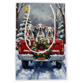Dalmatian Christmas Red Truck Holiday Medium Cadeauzakje (Voorkant)