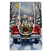 Dalmatian Christmas Red Truck Holiday Medium Cadeauzakje (Achterkant)
