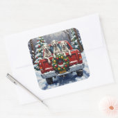 Dalmatian Christmas Red Truck Holiday Vierkante Sticker (Envelop)