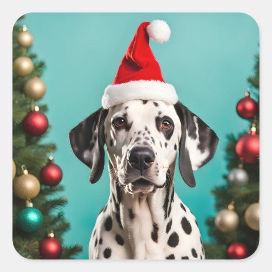 Dalmatian Christmas Vierkante Sticker (Voorkant)