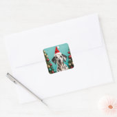 Dalmatian Christmas Vierkante Sticker (Envelop)