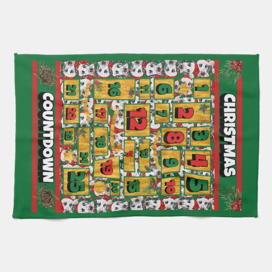 Dalmatian Counterdown Kerstmis Advent Calendar Dog Theedoek (Horizontaal)