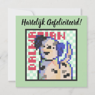 Dalmatian, dalmatiër, Pixel Art, pixelart Feestdagenkaart