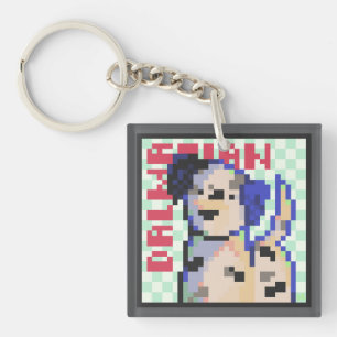 Dalmatian, dalmatiër, Pixel Art, pixelart Sleutelhanger