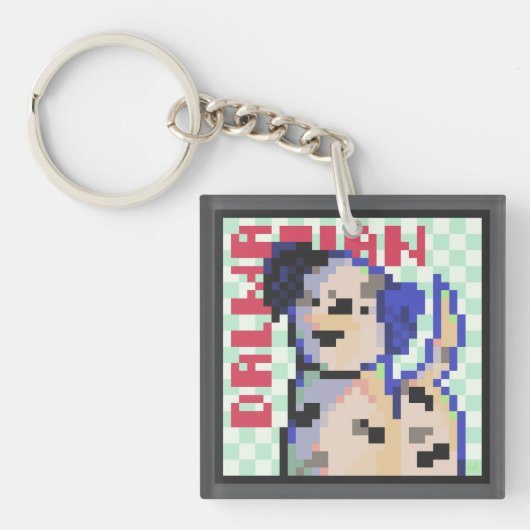 Dalmatian, dalmatiër, Pixel Art, pixelart Sleutelhanger (voorkant)