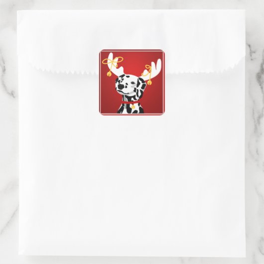 Dalmatian Deer Dog-Sticker voor Kerstmis Vierkante Sticker (Tas)