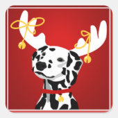 Dalmatian Deer Dog-Sticker voor Kerstmis Vierkante Sticker (Voorkant)