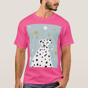 Dalmatian Dog Abstracte Illustratie Kunst Roze T-shirt
