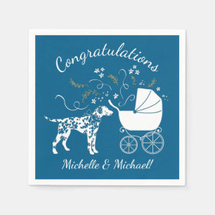 Dalmatian Dog Baby shower Puppy Blue Boy Servet