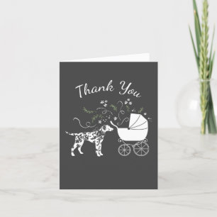 Dalmatian Dog Baby shower Puppy Grey Bedankkaart
