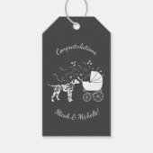 Dalmatian Dog Baby shower Puppy Grey Cadeaulabel (Voorkant)