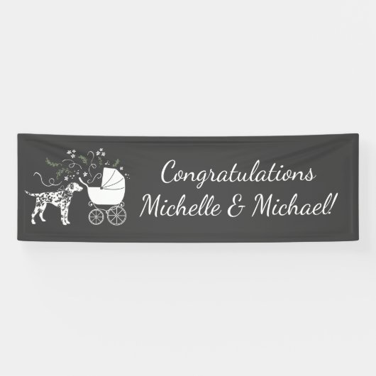 Dalmatian Dog Baby shower Puppy Grey Spandoek (Horizontaal)