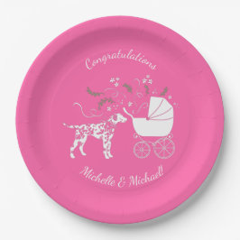 Dalmatian Dog Baby shower Puppy Pink Girl Papieren Bordje