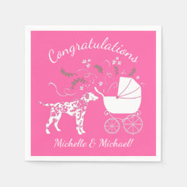 Dalmatian Dog Baby shower Puppy Pink Girl Servet