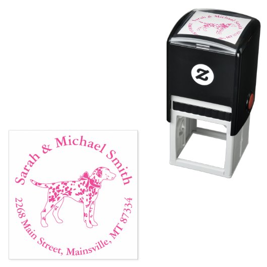Dalmatian Dog Baby shower Puppy Pink Girl Zelfinktende Stempel (In situ)
