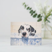 Dalmatian Dog Bath Time Painting Briefkaart (Staand voorkant)
