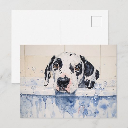 Dalmatian Dog Bath Time Painting Briefkaart (Voorkant / Achterkant)