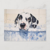 Dalmatian Dog Bath Time Painting Briefkaart (Voorkant)