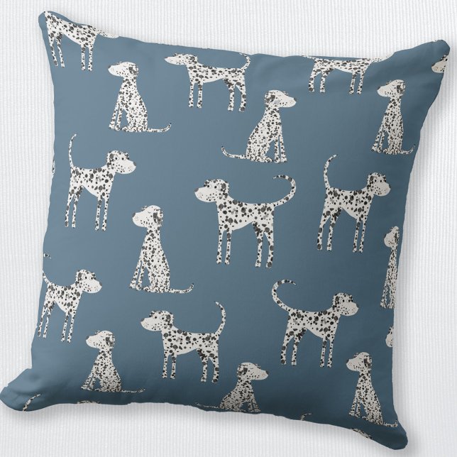 Dalmatian Dog Blauwgroen Groen Kussen (Cute Dalmatian pattern throw pillow for dog lovers)