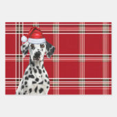 Dalmatian Dog Bold Red Holiday Plaid Christmas Inpakpapier Vel (Voorkant 3)