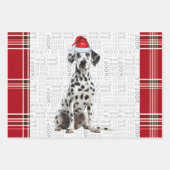 Dalmatian Dog Bold Red Holiday Plaid Christmas Inpakpapier Vel (Voorkant)