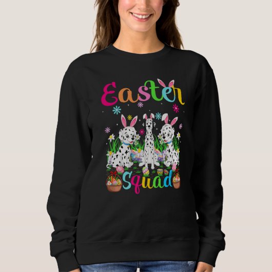 Dalmatian Dog Bunny Ear Easter Squad Dalmatian Hap Trui (Voorkant)