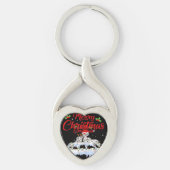 Dalmatian Dog Christmas Lights Santa Hat Xmas Dog  Sleutelhanger (Voorkant)