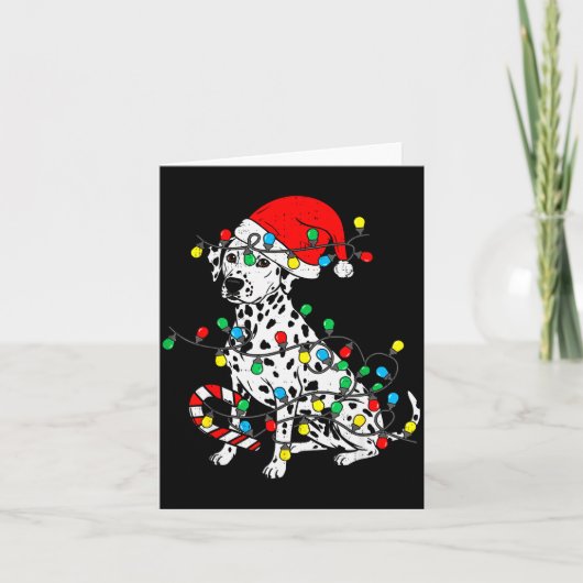 Dalmatian Dog Christmas Lights Santa Xmas Pet Dog  Kaart (Voorkant)