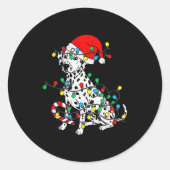 Dalmatian Dog Christmas Lights Santa Xmas Pet Dog  Ronde Sticker (Voorkant)