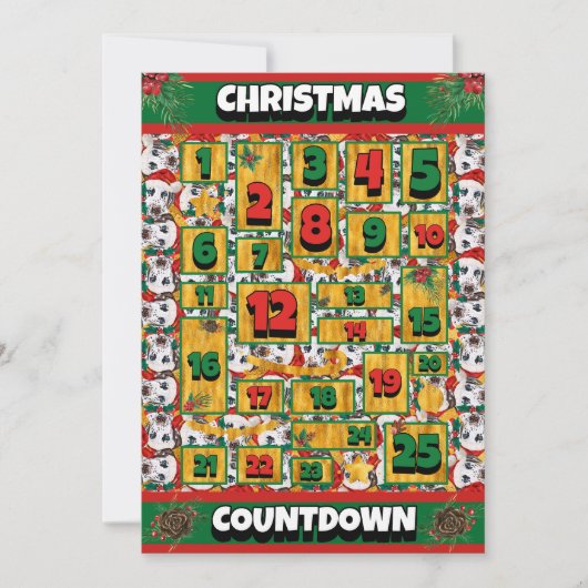 Dalmatian Dog Counterdown Kerstmis Advent Calendar Feestdagenkaart (Voorkant)