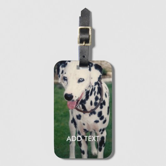 Dalmatian Dog Custom Foto Upload Pet Afbeelding Bagagelabel (Voorkant (verticaal))