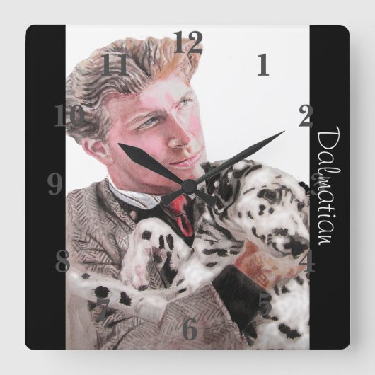 Dalmatian Dog Dogs Art Animal Childs Nursery Clock Vierkante Klok (Voorkant)