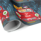 Dalmatian Dog Driving Car Scary Halloween Cadeaupapier (Rol Hoek)