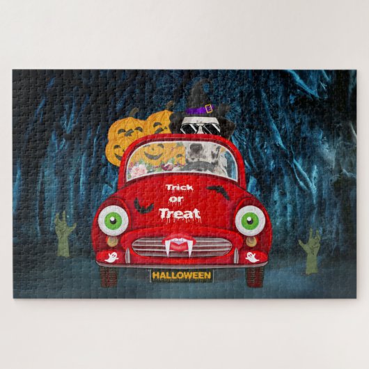 Dalmatian Dog Driving Car Scary Halloween Legpuzzel (Horizontaal)