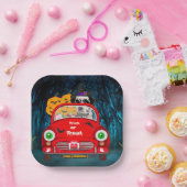 Dalmatian Dog Driving Car Scary Halloween Papieren Bordje (Feest)