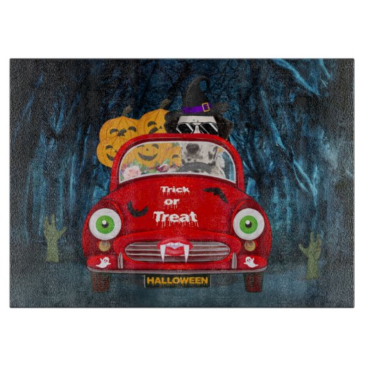 Dalmatian Dog Driving Car Scary Halloween Snijplank (Voorkant)