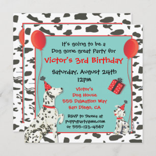 Dalmatian Dog en Puppy Birthday Party Kaart