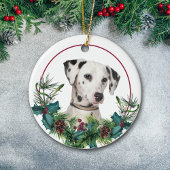 Dalmatian Dog Evergreen Berry Wreath Keramisch Ornament