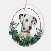 Dalmatian Dog Evergreen Berry Wreath Keramisch Ornament (Links)