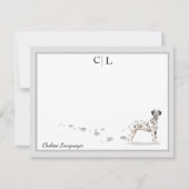 Dalmatian Dog Gray Border Monogram & Jouw naam Notitiekaartje (Voorkant)