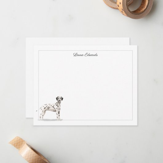 Dalmatian Dog Gray Border Personalized Notitiekaartje (Voorkant / Achterkant in situ)