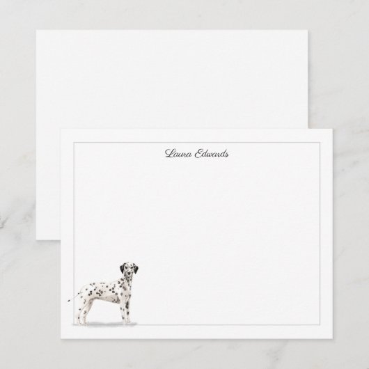 Dalmatian Dog Gray Border Personalized Notitiekaartje (Voorkant / Achterkant)
