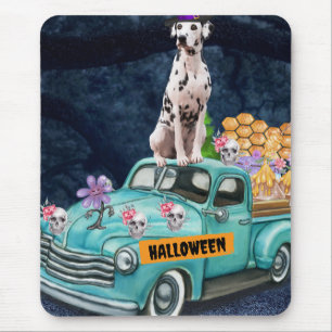 Dalmatian Dog Halloween Truck Scary Night Muismat
