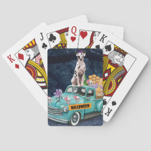 Dalmatian Dog Halloween Truck Scary Night Pokerkaarten