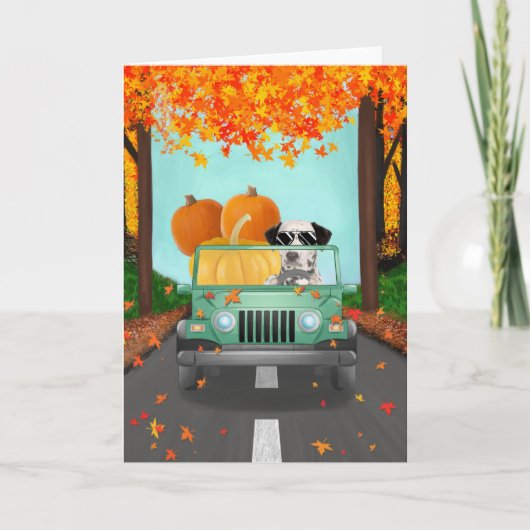 Dalmatian Dog Herfst Pumpkin Kaart (Voorkant)