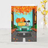 Dalmatian Dog Herfst Pumpkin Kaart (Gele Bloem)