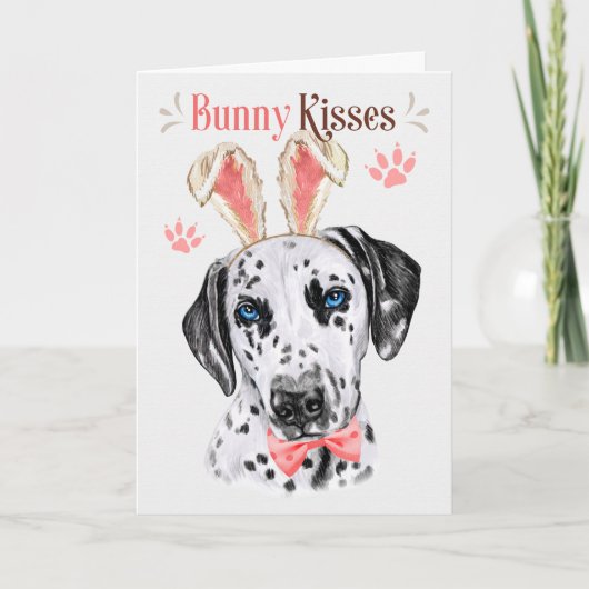 Dalmatian Dog in Bunny Ears voor Pasen Feestdagen Kaart (Voorkant)