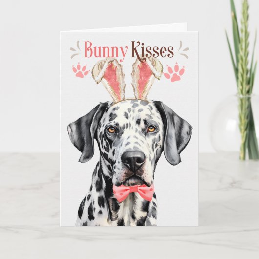 Dalmatian Dog in Bunny Ears voor Pasen Feestdagen Kaart (Voorkant)