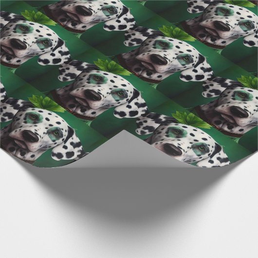 Dalmatian Dog in St. Patrick's Day Dress Cadeaupapier (Hoek)