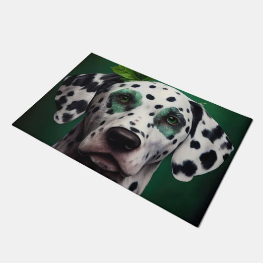 Dalmatian Dog in St. Patrick's Day Dress Deurmat (Schuin)